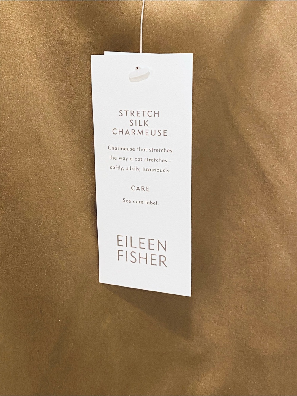 NWT Eileen Fisher Stretch Silk Charmeuse Scoop Neck Shell Bronze Gold Medium - Picture 2 of 4